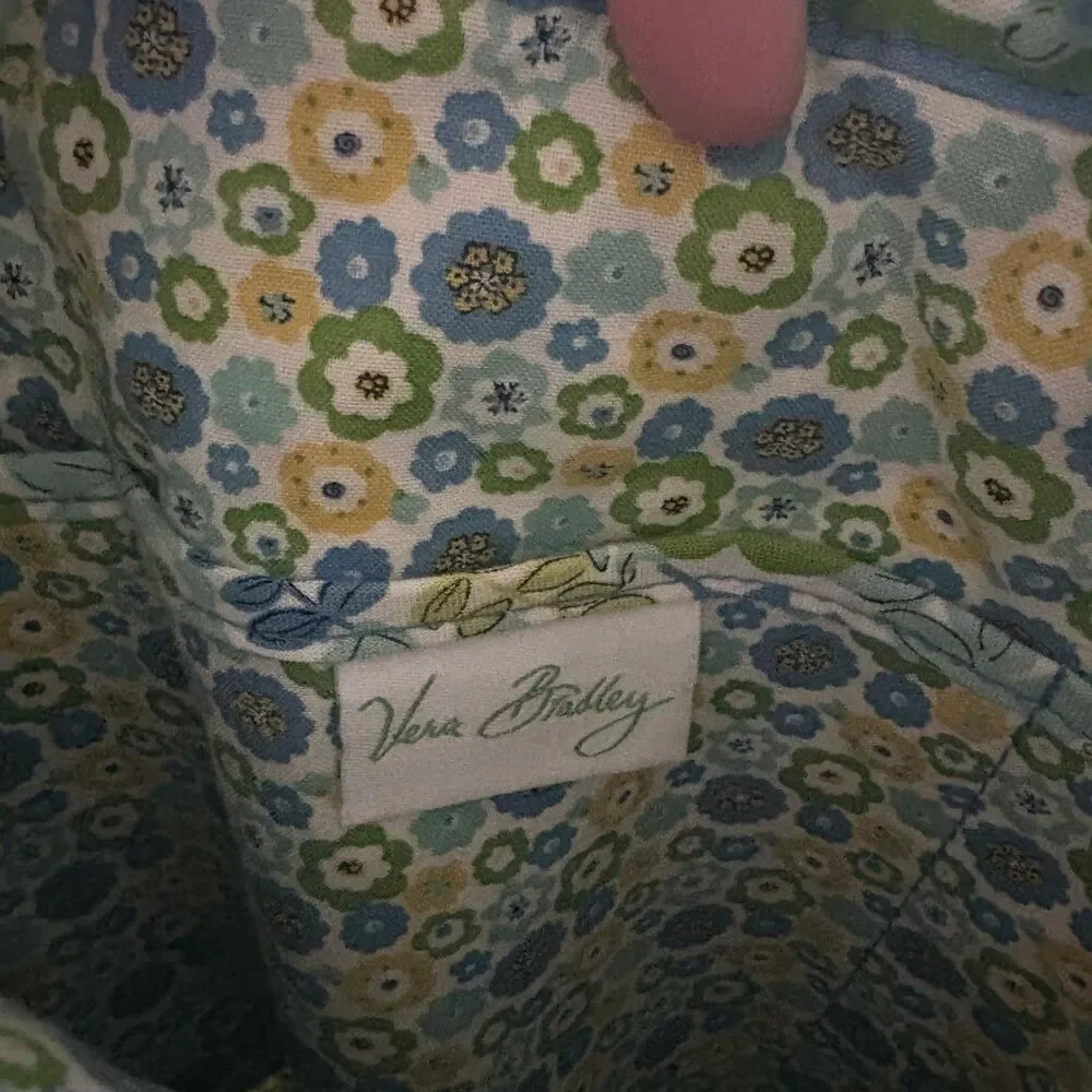 Vera Bradley English Meadow Slim Tote Satchel bag Floral quilted 100% cotton